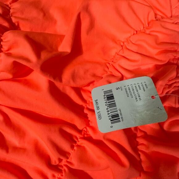 Women's Free People FP Movement Shirr Enough Tank Top Size Small Neon Coral NEW - Picture 5 of 5